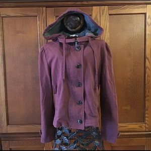 Soft and comfy wine color hooded jacket by shade